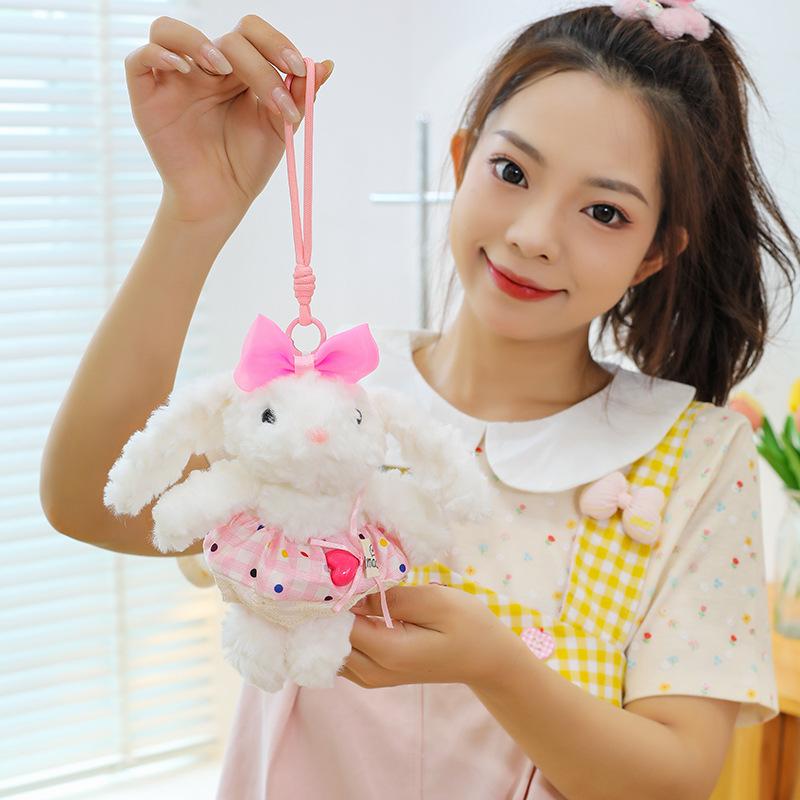 Popular Flower Dress Princess Rabbit Pendant Cute Long-eared Rabbit Keychain Girls Bag Boutique Pendant Doll