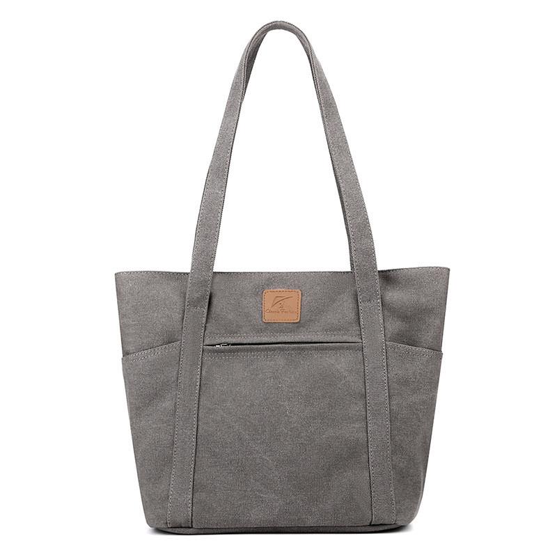 Canvas-Tragetasche für Damen mit Reißverschlusstasche und urbanem Stil für den täglichen Gebrauch