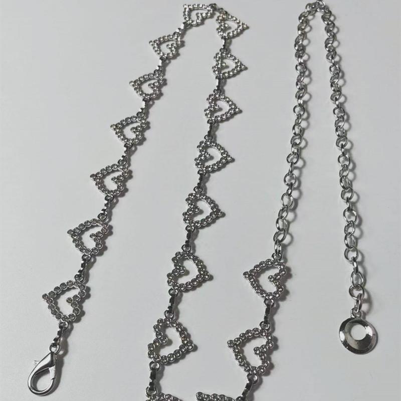 New Waist Chain for Women's Personality Simple and Fashionable Love-shaped Rhinestone Inlaid Metal Belt Body Chain Accessories
