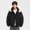 % Down New National Standard White Duck Down Down Jacket for Men and Women In Winter Loose Parker Thickened Large Fur Collar Jacket for Men