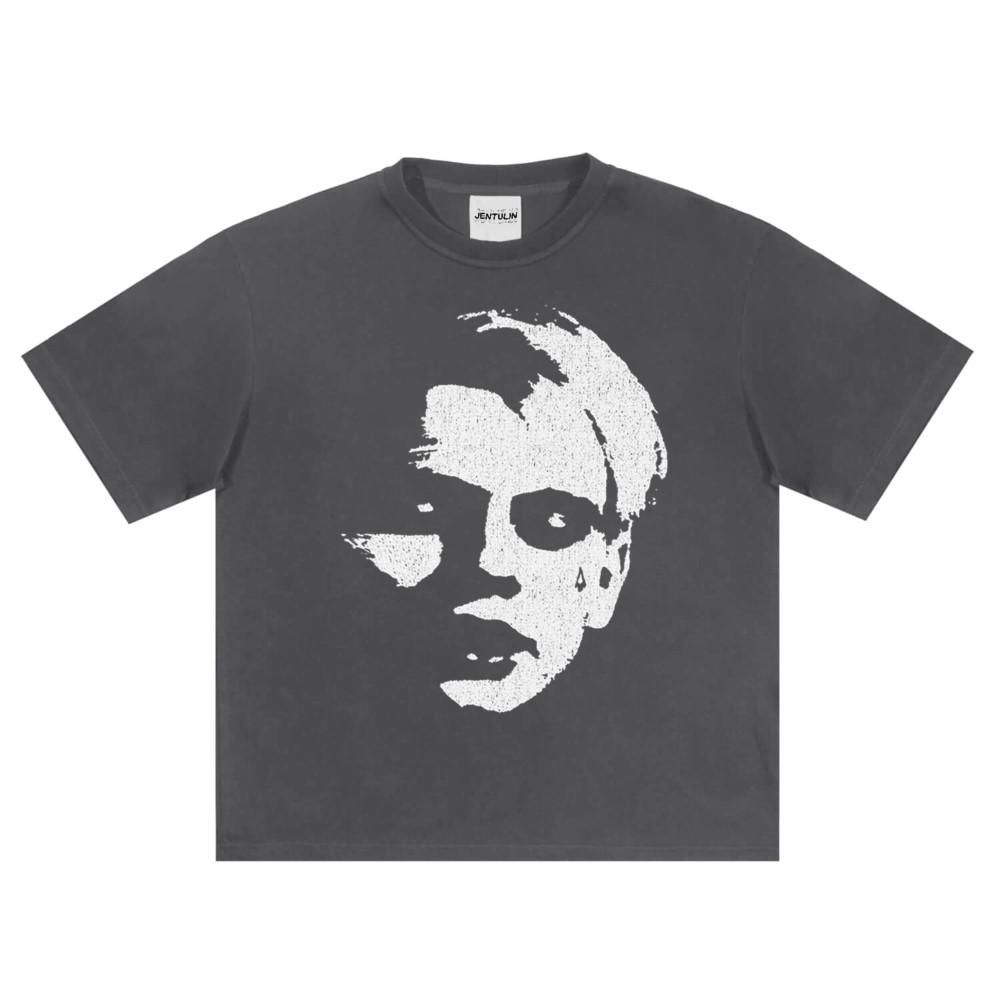 

Harajuku Oversized Streetwear Men Clothing Lida 77Face Graphic Print Top Cotton Hip Hop Vintage Short Sleeve Tshirt Goth Y2k Tee S
