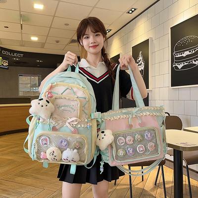 Water-Repellent Wear-Resistant Korean-Style Nylon Backpack for High School Girls