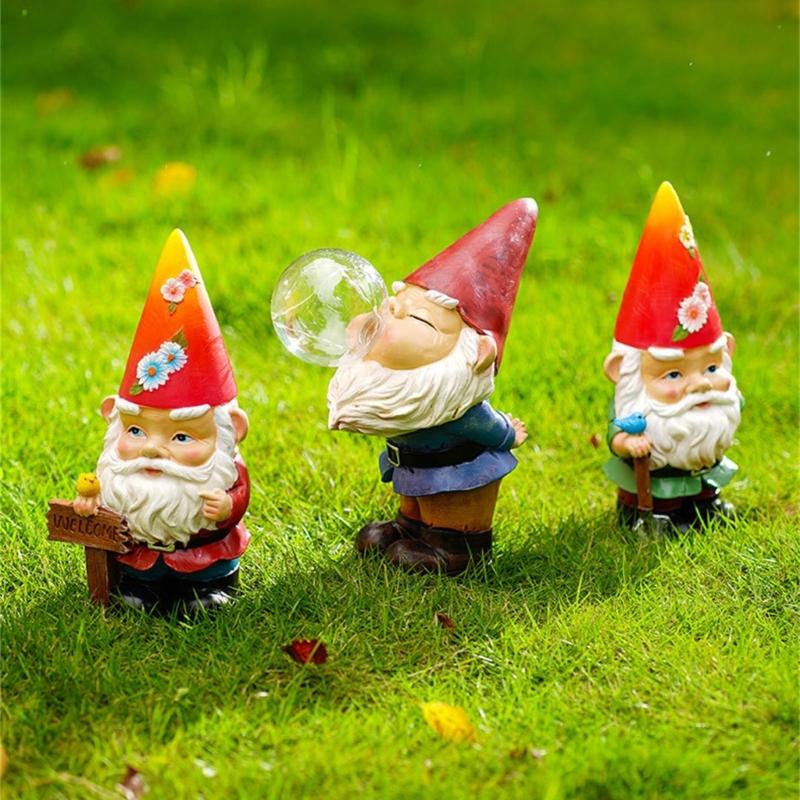 American Solar Resin Gnome Statue Art Crafts Desktop Decoration