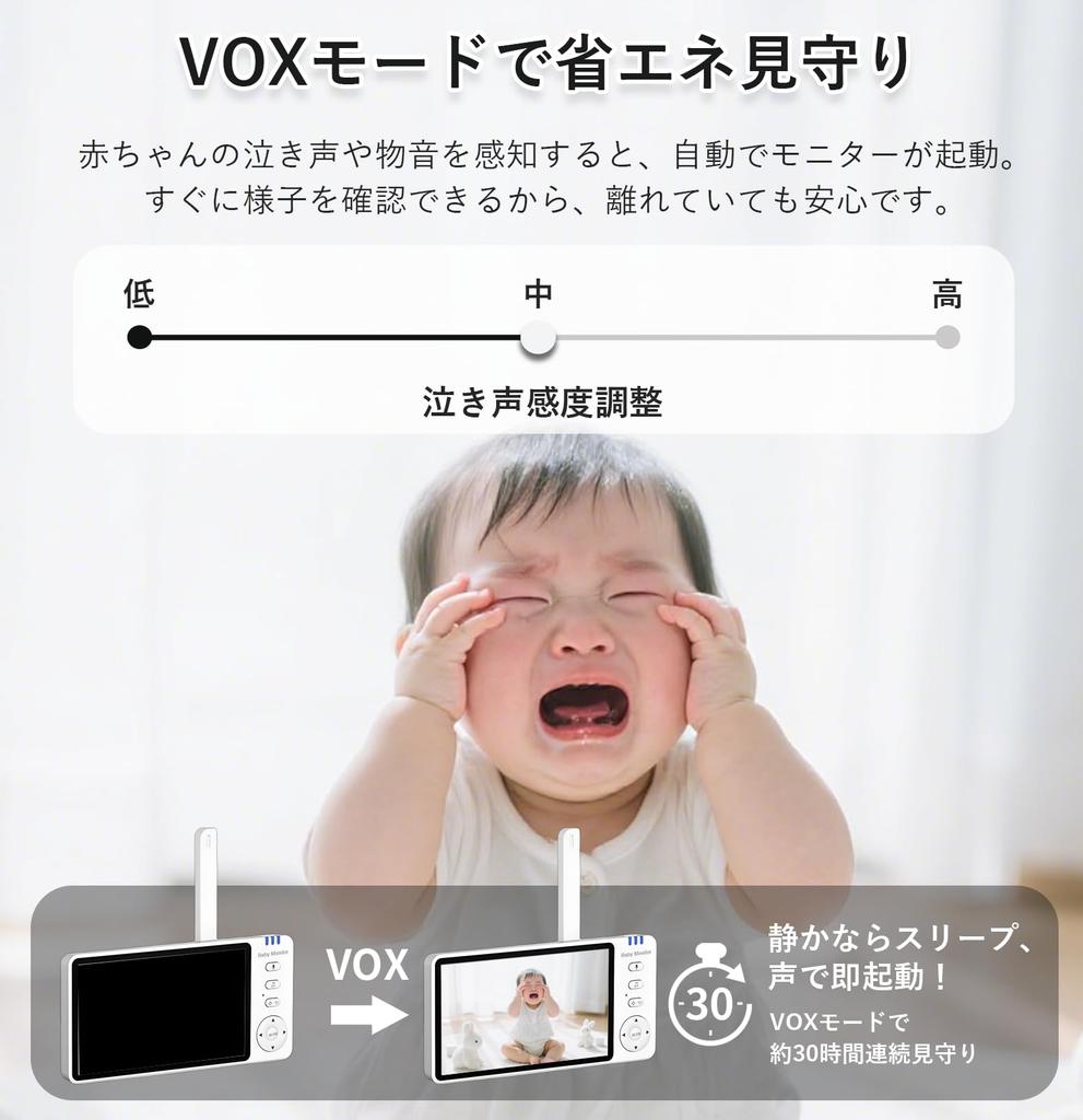 ZAIDER Babyphone mit Schwenksteuerung und VOX-Fernbedienung Baby-Temperatur 720P Nacht Keine Baby Innen Ältere Babygeschenk Energiesparfunktion,