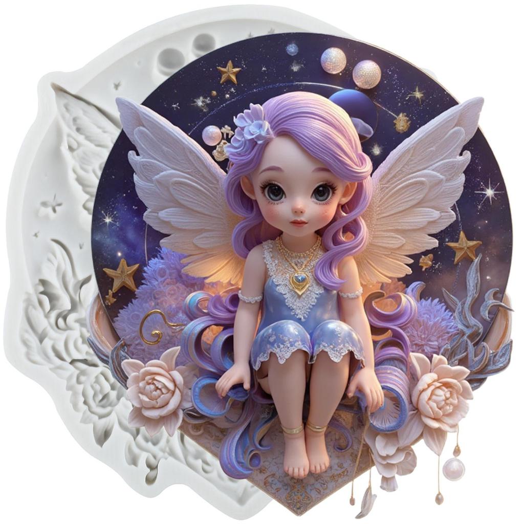 Flower Fairy Silicone Mold Butterfly Fairy Fondant Molds Cake Decorating Tools Cupcake Topper Candy Sugar Craft Gum Paste Polymer Clay