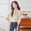 Trollman Women's Bow-knot Lapel Long-Sleeve Commuter Shirt