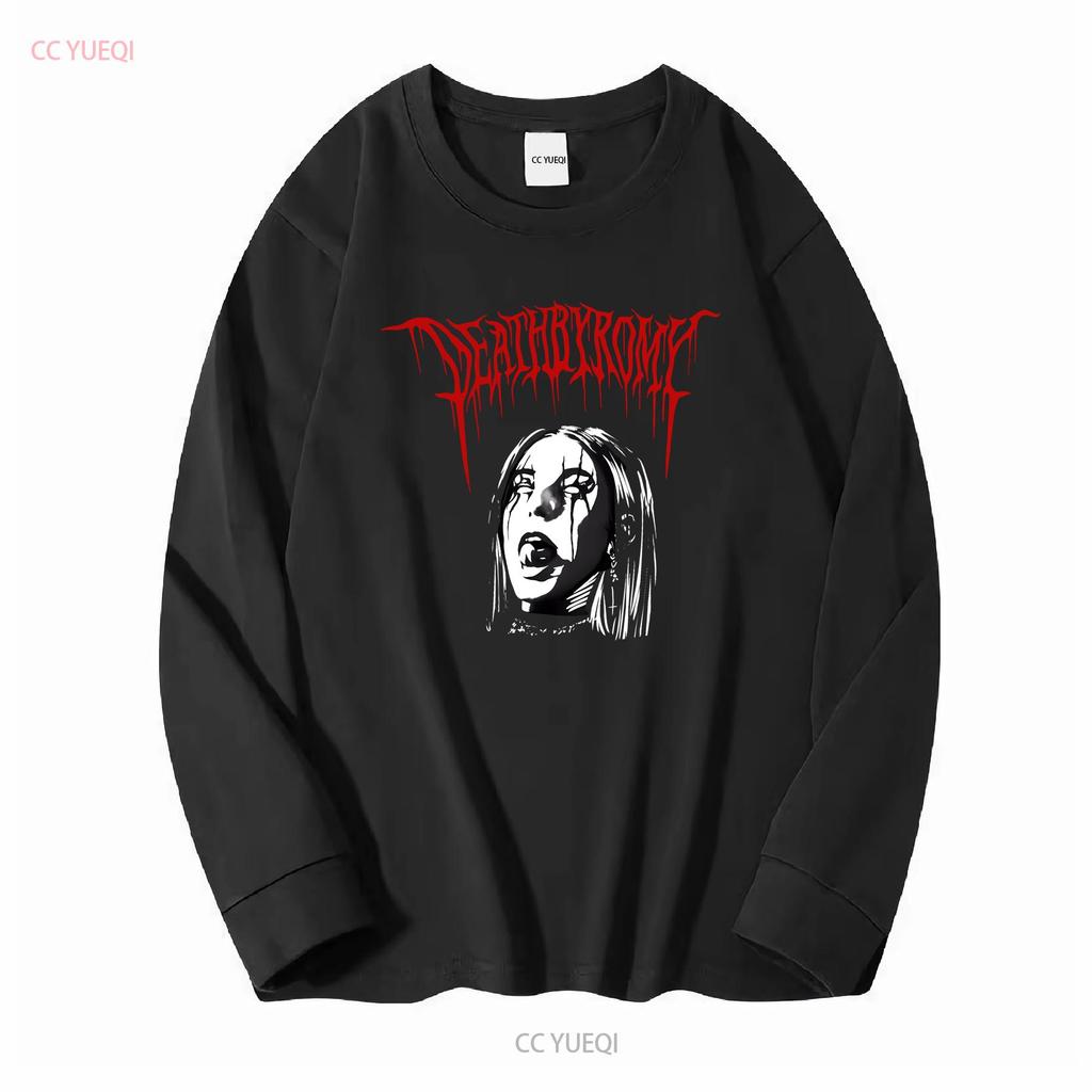 Deathbyromy Black Large T Shirt long or short sleeves vintage Washed Slightly Casual Versatile streetwear homme Stylish