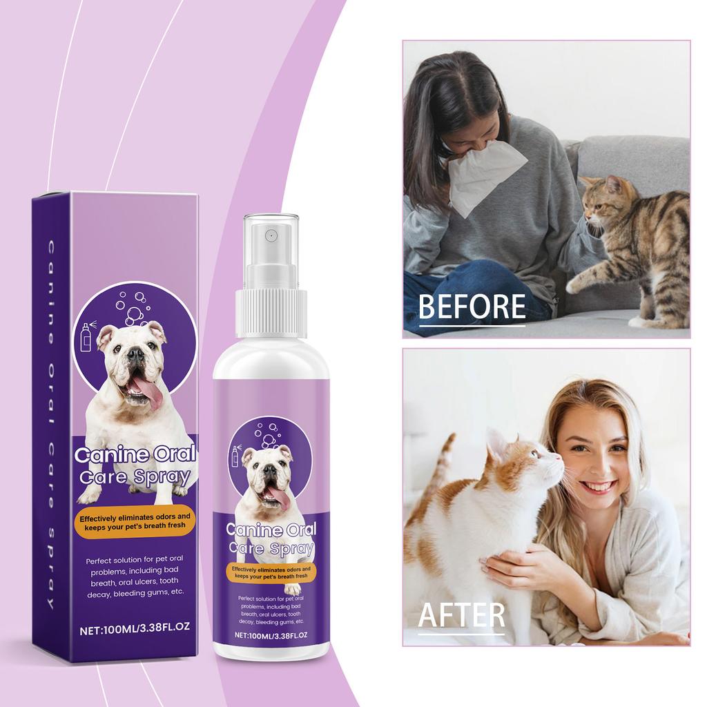 Canine Oral Care Spray, Strong Teeth, Convenient And Fast,Spray For Cleaning Pet's Mouth To Remove Odor And Freshen Pet's Breath,100ml