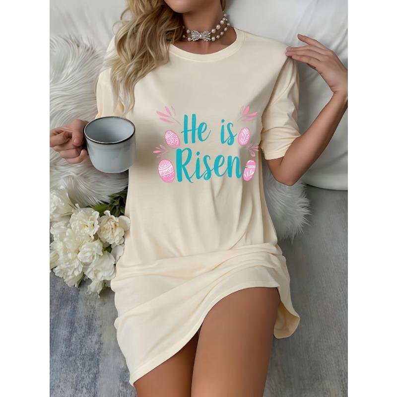 Women's Cute Cat Print Short Sleeve Nightgown
