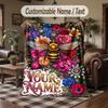Beauty Fragrance Collage Theme Throw Blanket Custom Name Text Personalized Blanket Soft Cozy Blanket for Home Sofa Bed