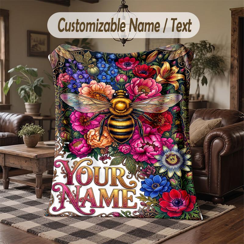 Beauty Fragrance Collage Theme Throw Blanket Custom Name Text Personalized Blanket Soft Cozy Blanket for Home Sofa Bed