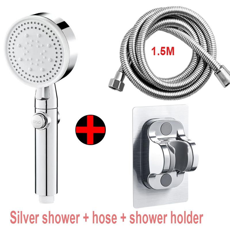 This multi-functional, height-adjustable shower head features 5 modes, adjustable water flow, and a one-touch stop function.
