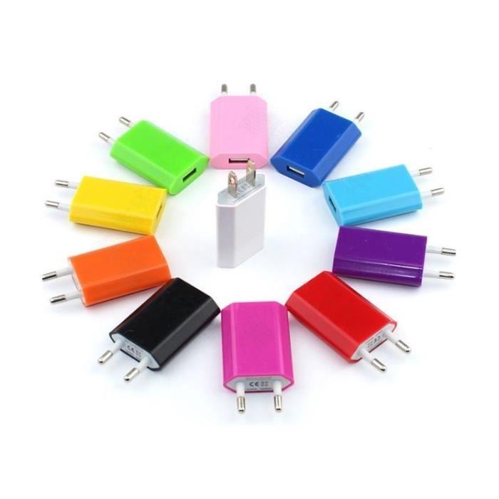 Adaptateur USB Prise Murale pour "IPHONE 14 Pro Max" Secteur 1 Port Courant AC Chargeur (5V-1A) Universel, Couleurs: BLANC