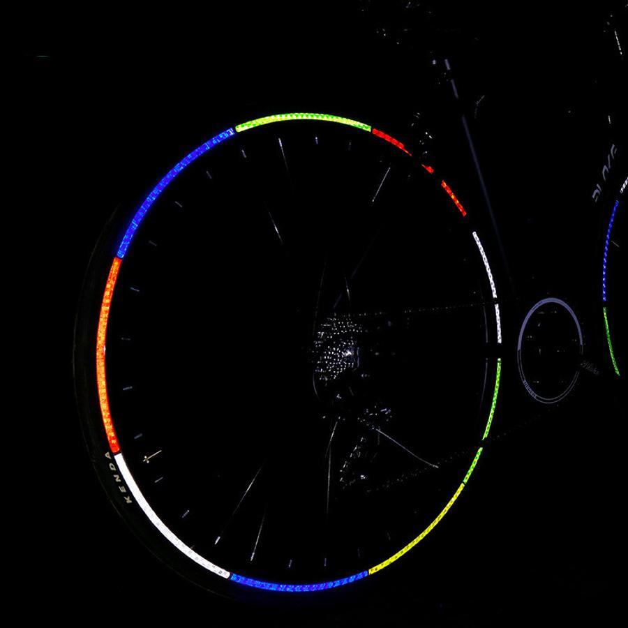 Bicycle Wheel Reflective Stickers Colorful Fluorescent Rim Decals Safety Strips Bike Tire Cycling Night Ride Decor Accessories