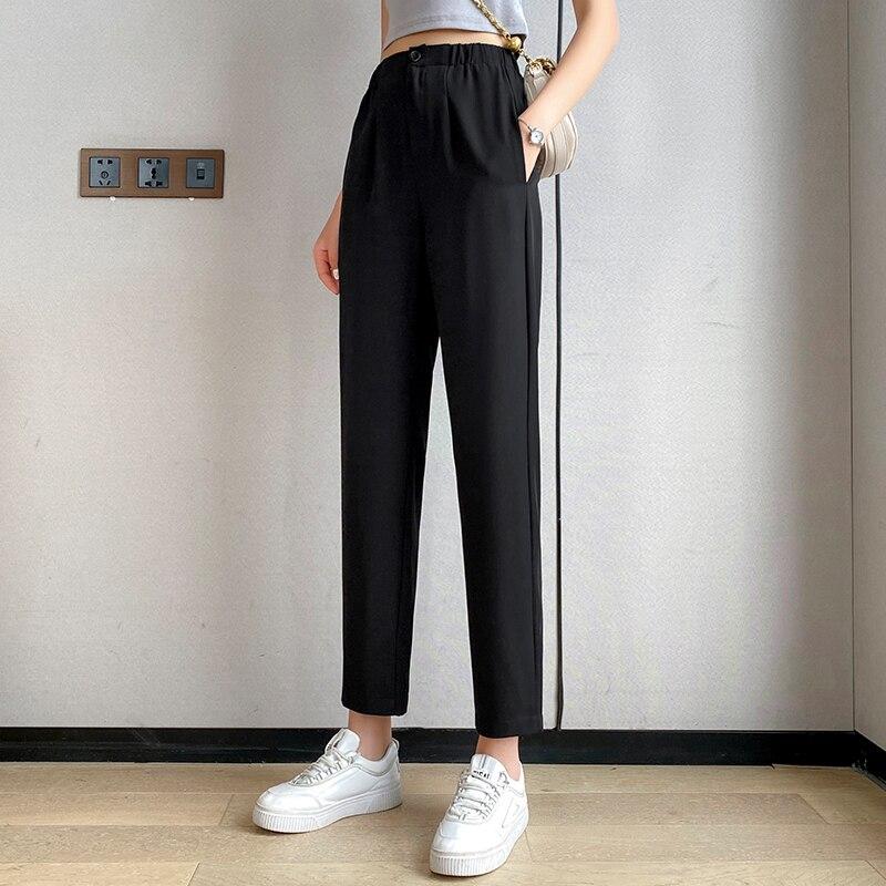 Spring Autumn High Waist Korean Style Elegant Soft Popular Fashion Comfortable Lady PantsWomen Solid Baggy Simple Haren pants