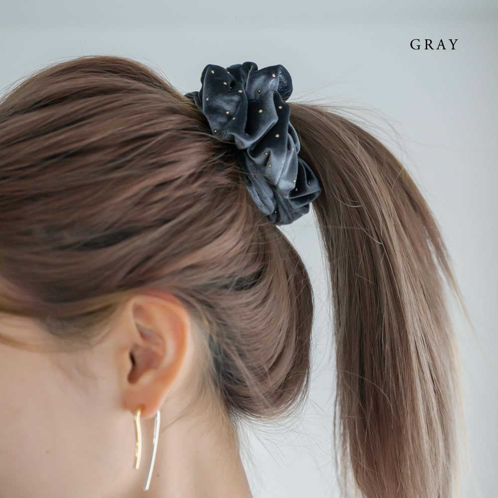 JewelVOX Scrunchie Hair Hair Accessory for Dot Adult Tie, Women, Velvet-Style Pattern, Gold, (Brown)