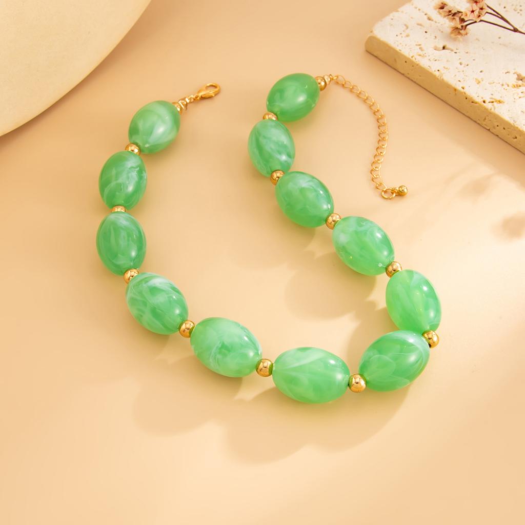 Vintage Resin Beads Choker Necklace for Women Jewelry Party Gift