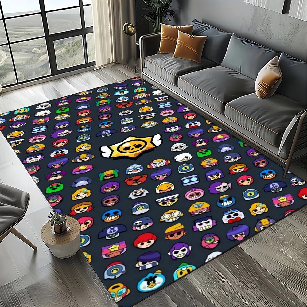 HOT B-Brawlls Cartoon Game 3D Print Rug Carpet for Living Room Bedroom Home Decor,kids Play Non-slip for Sofa Doormat