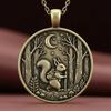 Collana con Pendente Luna Foresta Animale Viaggiatore nella Foresta Pendente Collana Stile Retrò Gioiello Regalo per Amanti della Natura