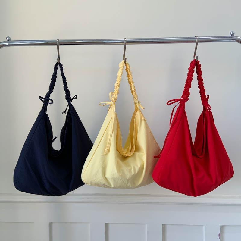 College Style Pleated Canvas Bag Women's New Trendy Fashion Summer Tote Bag Versatile Large-capacity Underarm Bag