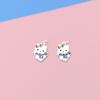 S999 Sterling Silver Cartoon Kitty Pendant Charm for DIY Bracelet Necklace Jewelry with Braided Rope Accessories