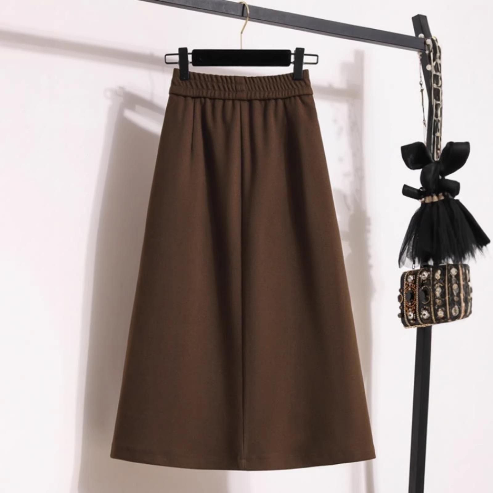 

Fluffy Mid-Length Plus Size A-Line High Waist Split Skirt for Women - Autumn/Winter L