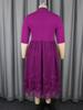 Elegant Women Plus Size Half High Neck 3/4 Sleeves A Line Midi Dresses with Floral Lace Hem for Church Events and Elegant Gatherings