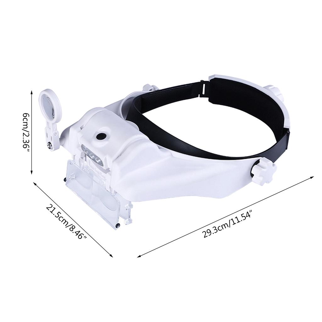 LED Head Magnifier,Hands Free Headband Magnifying Glasses with 3 Led,Professional Jeweler Loupe