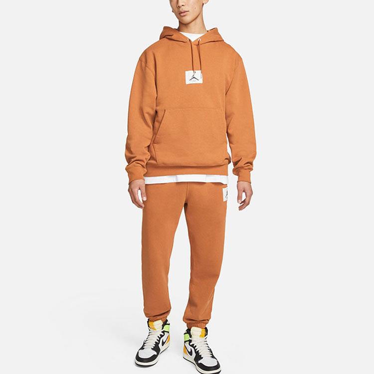 Jordan SS22 Logo Print Langarm Hoodie Herren Tops Braun Gelb DA9817-241