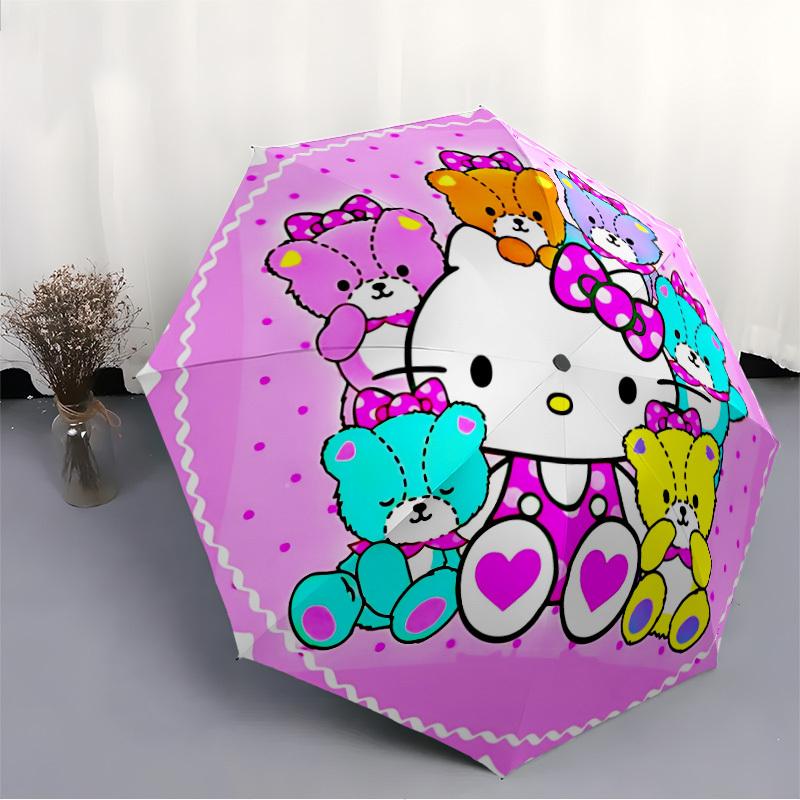 1pc Hello Kitty Auto Personality Personality Umbrella 8-Bone Design Compact Gear for Outdoor Travel, Perfect Helloween Chrismas Gift for Friends or Fa