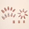 24pcs Long Ballerina Shape Press On Nails, Fake Nail With Flower Decor, Glitter Full Cover Nails For Women