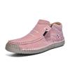 Women's Plus Size Casual Slip-On Leather High-Top Shoes: Stylish Outdoor Spring Footwear