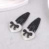 2/6Pcs Fashionable Heart Black Bowknot Wavy Bb Clip Energetic Girl'S Sweet And Cool Versatile Side Clip New Style Hairpin