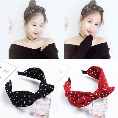 Süße Polka Dot Print Bowknot Haar Hoop Frauen Breites Band Tuch Stirnband Headwrap Haar Dekor