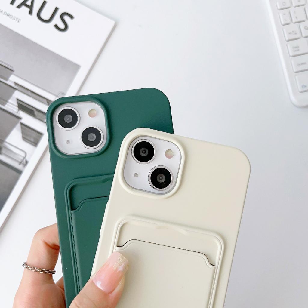 Protective Case for iPhone 14 Case Anti-Fall Liquid Silicone Phone Cover with Card Slot,Strap
