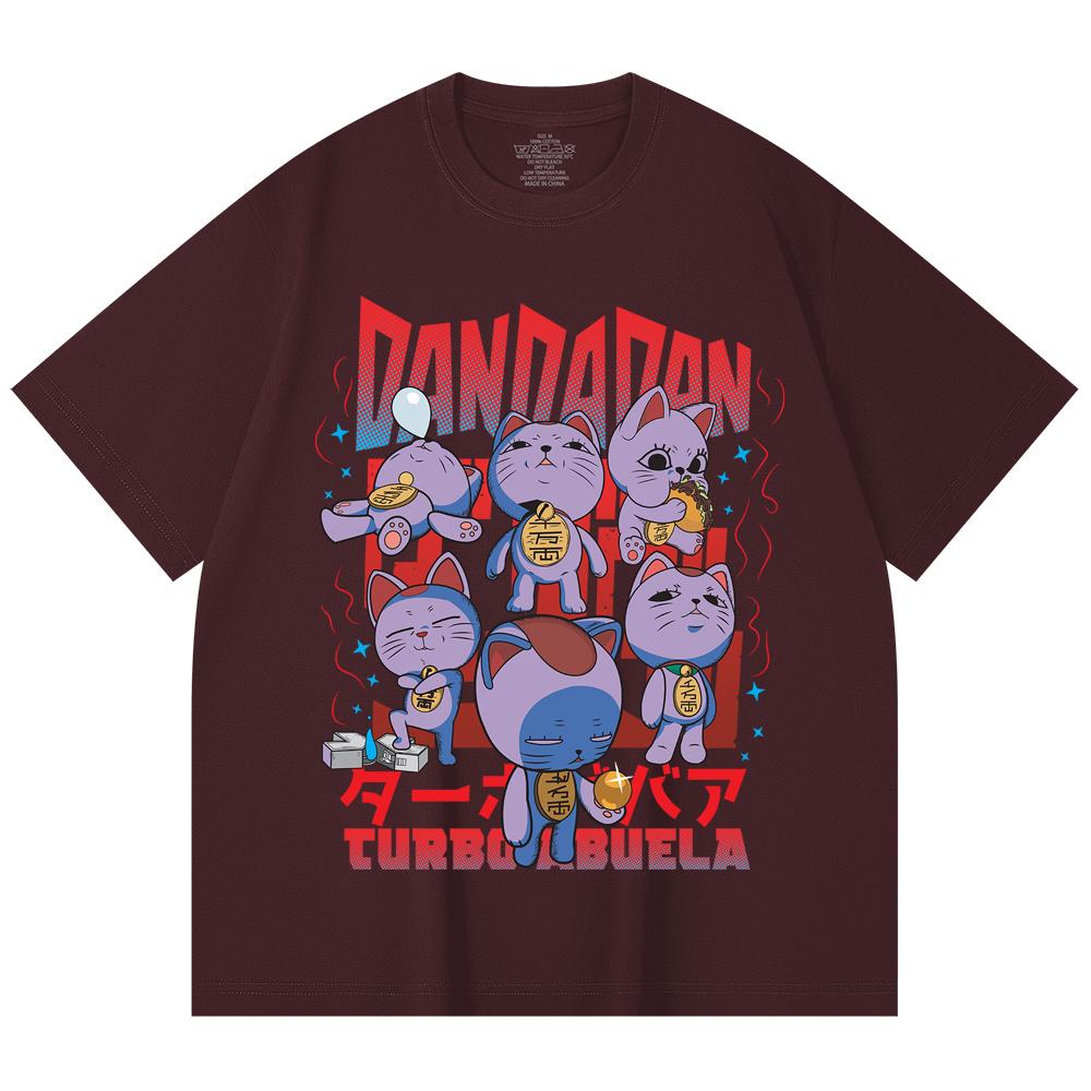 

230 Gsm 100% Cotton Dandadan V30 Turbo Granny Print Unisex Heavy Cotton T Shirt 2XL вина червоного кольору