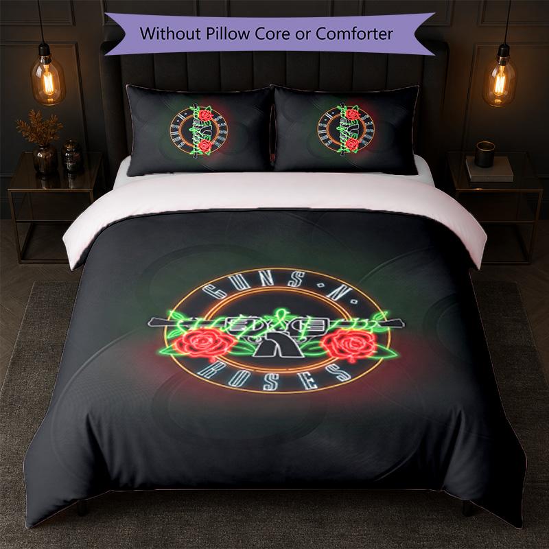 Guns N’ Roses Print 3Pcs Bedding Set Duvet Cover With Two Pillowcases Soft Bed Linen For Household Bedroom