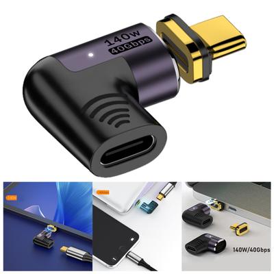 USB-C-Stecker auf USB-C-Buchse, magnetischer Adapter, 90-Grad-Winkel, Typ-C-Adapter-Konverter, PD140W, 40 Gb, ultraschnell