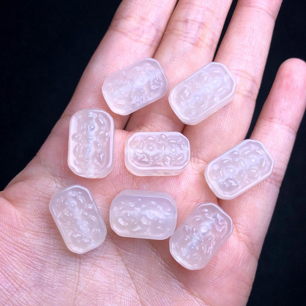 Lychee Frozen Rectangular Jade Spacer Beads for DIY Bracelets & Phone Lanyards