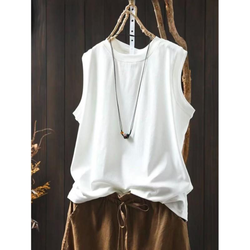 Women s Summer Short-Sleeve T-Shirt: Sleeveless, Loose-Fitting, Slimming, Casual, Layering Top S