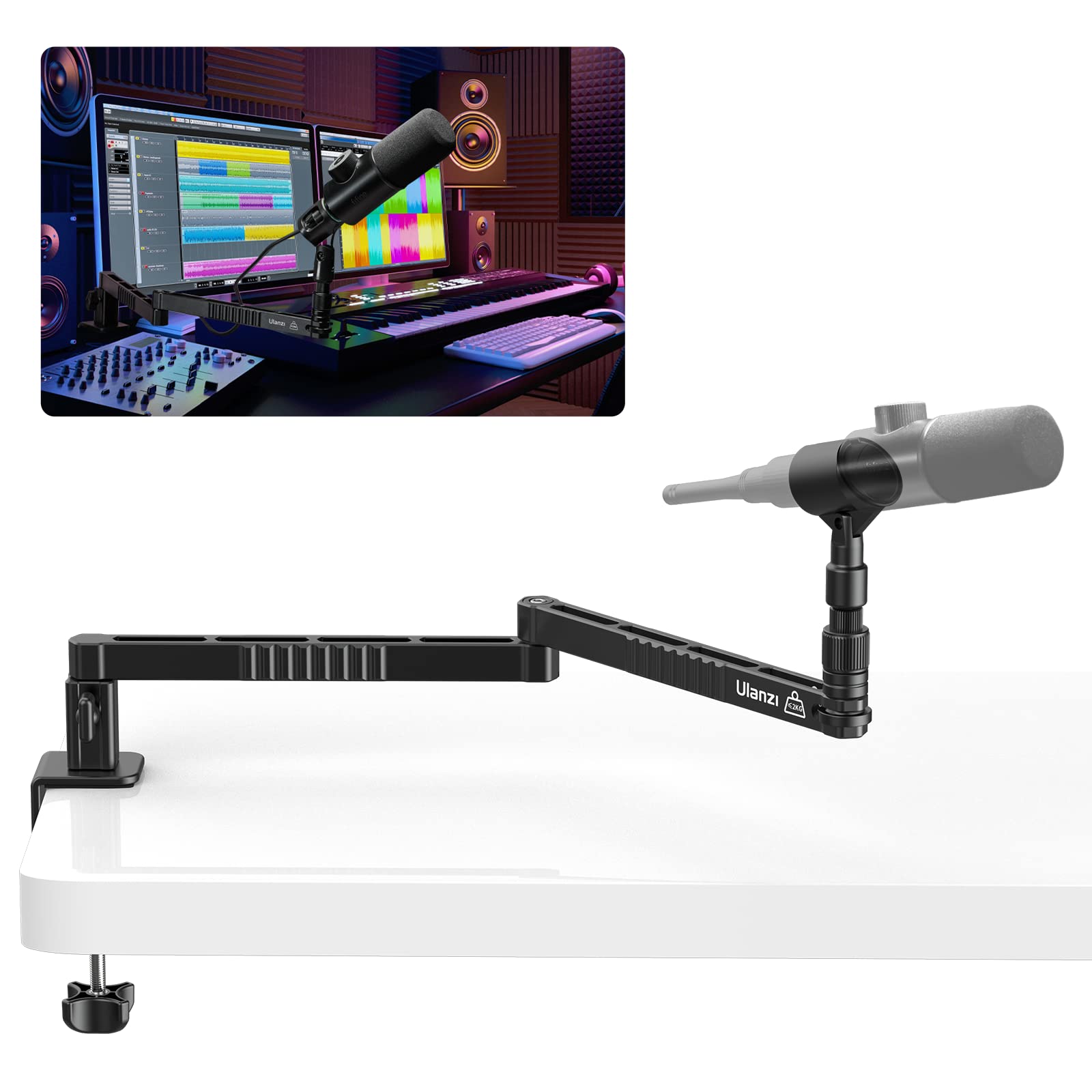 

Стойка для микрофона VIJIM LS26, настольная стойка типа зажима с регулируемым углом, складной держатель для микрофона с винтовым адаптером 1/4 , 3/8 и 5/8 , идеально подходит для