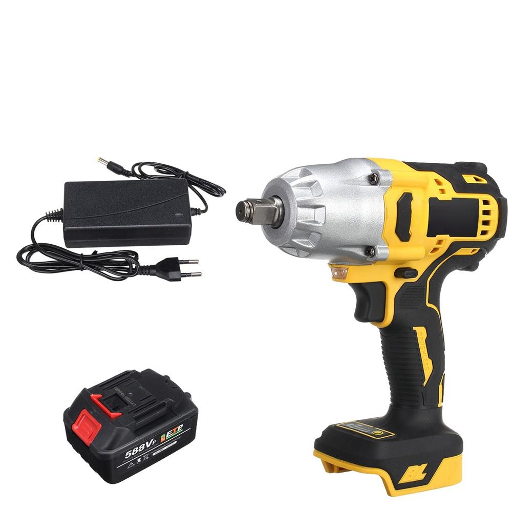 1000N.M High Torque Brushless Cordless Electric Impact Wrench 588VF Rechargeable Wrench Power Tools With 22980mAh Battery