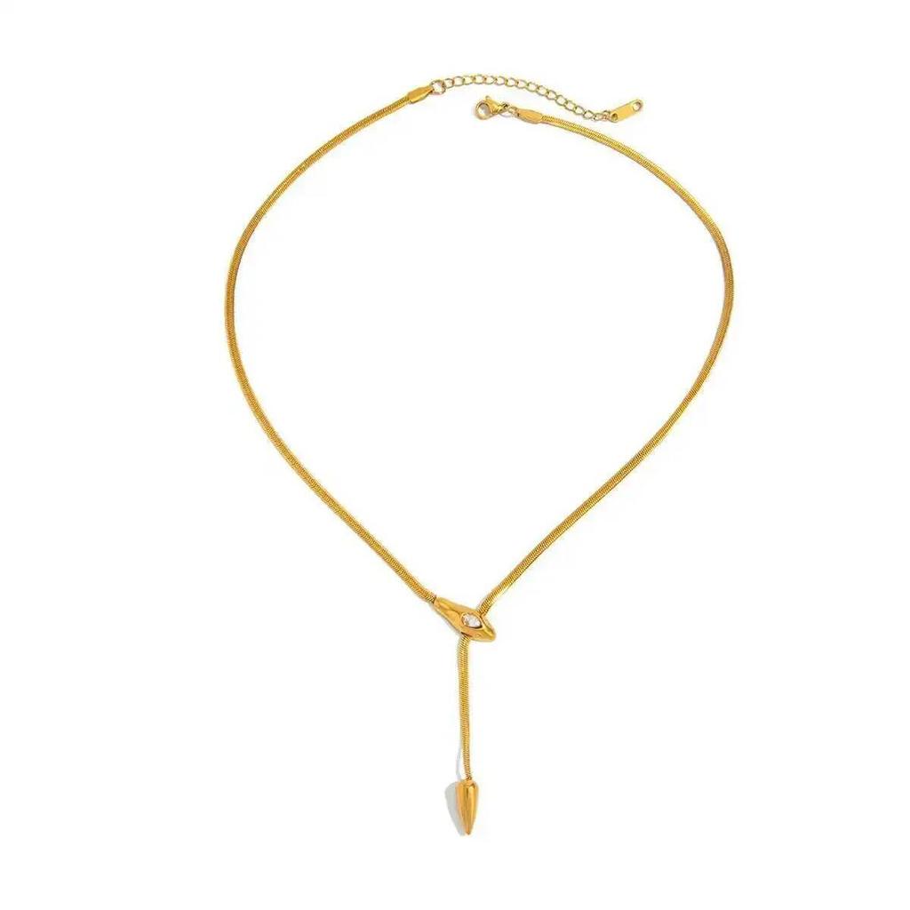 SHIXIN Einfache Klassische Edelstahl Schlangenketten Halskette Damen Trendige Schlüsselbein Kette Wasserdicht Hochzeits Schmuck Accessoire