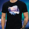 T-Shirt Men Majestic Winter Landscape Motif Cotton Size XS To 5XL