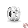 Clip 925 Sterling Silver CZ Zircon Love Heart Star Line Clip Charm Beads Stopper Fit Fashion Style Bracelet Silver 925 Jewelr