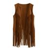 Damen Fransenweste Retro Ärmellose Jacke Cowgirl Western Outfits Offene Quasten Strickjacke Oberbekleidung