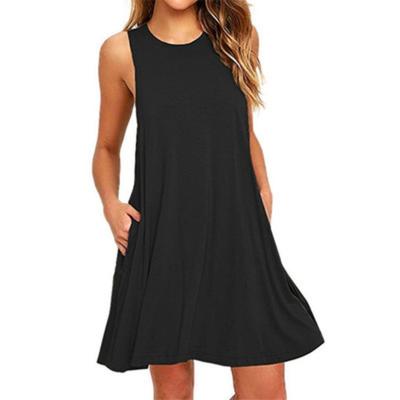 Damen 2025 Sommer Freizeit Sommerkleid Strandurlaub Ärmelloses Tank Crewneck Minikleider