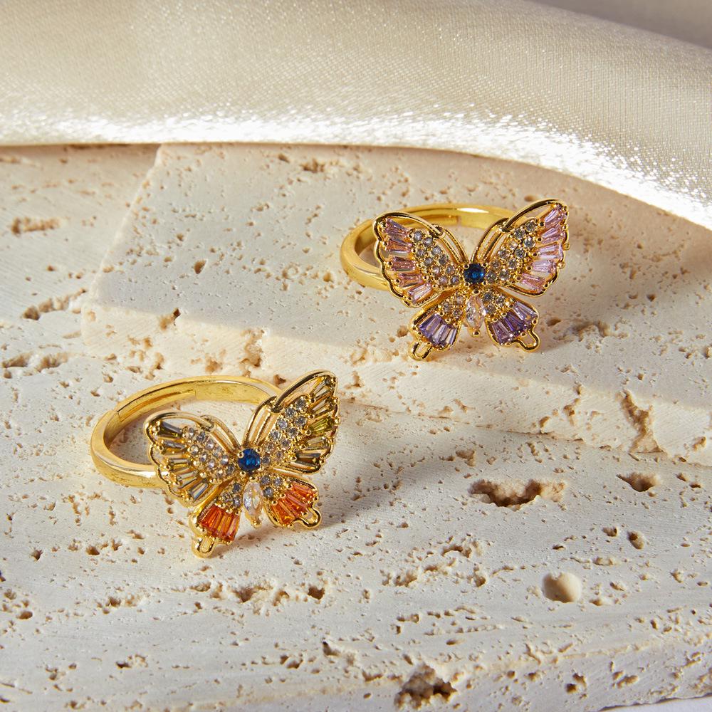 

Elegant Light Luxury Zircon Butterfly Ring Size 7