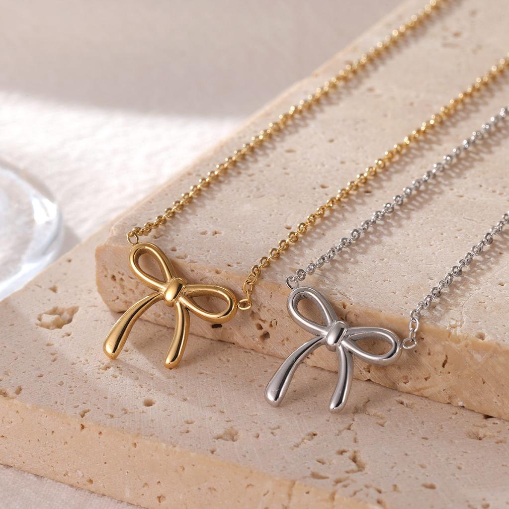 Bowknot Pendant Necklace Women Fashion Clavicle Chain Jewelry Gift