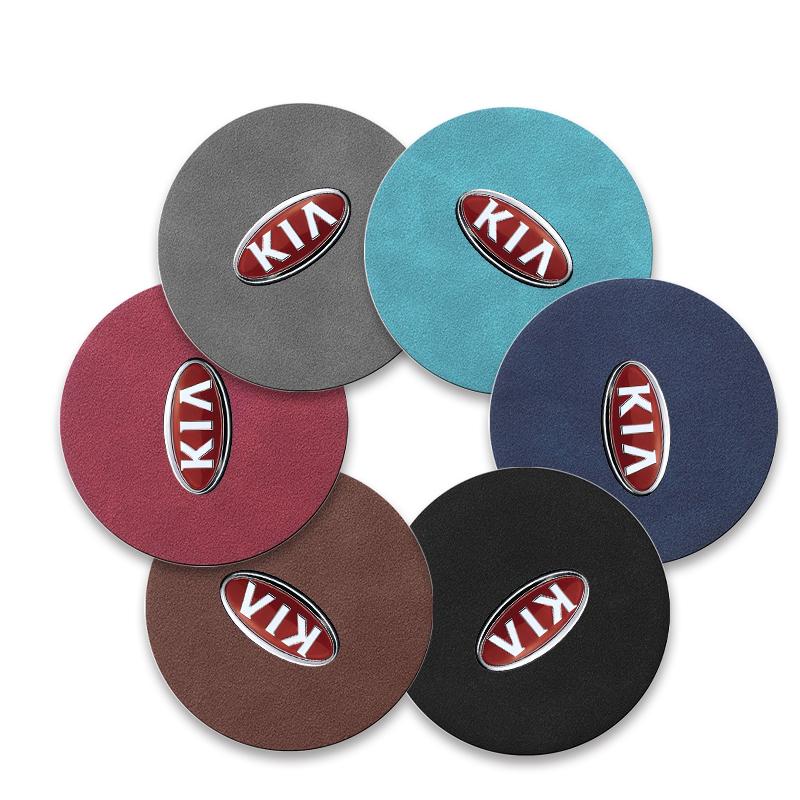 1/2pcs Leather Car Water Coaster Non-Slip Mat Car Bottle Holder Insert Pad For KIA Ceed Rio Sportage R K2 K3 K4 K5 K6 K7 K8 Soul Opeima Ceed Sorento